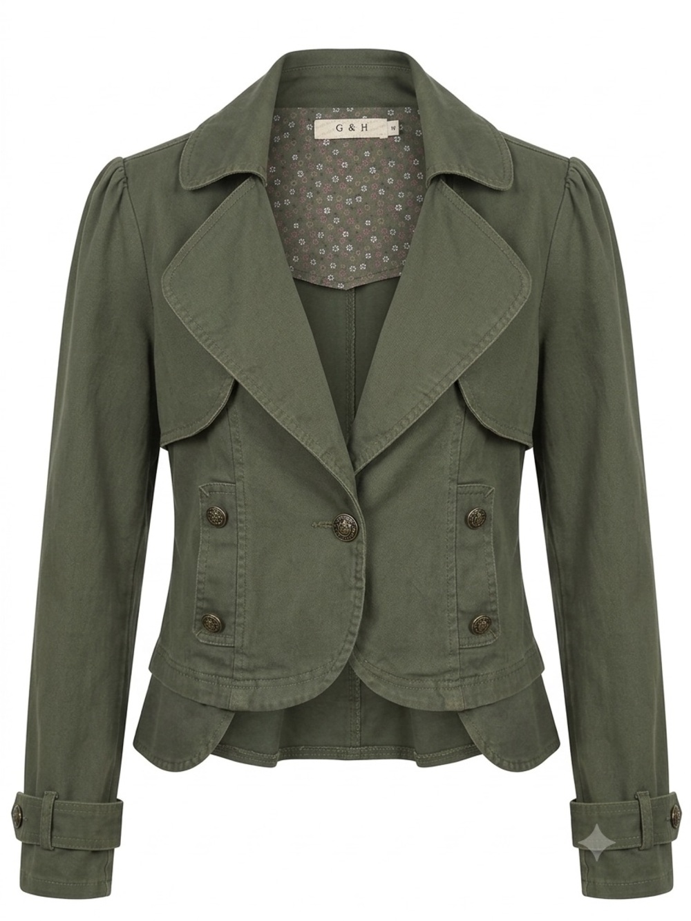 G&H Olive Green Cropped Military Jacket